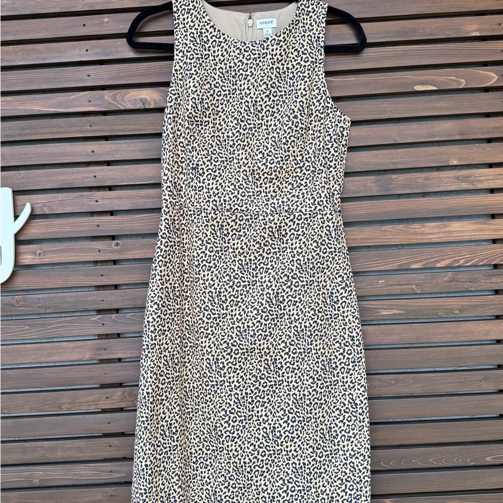 J. Crew Leopard Print Sleeveless Sheath Dress in Beige and Black